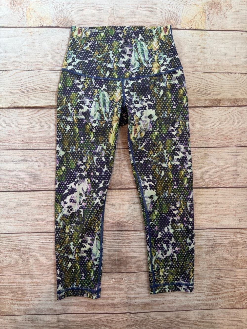 Lululemon Multicolor Patterned Leggings - Green,‎ Navy, - High Rise or Foldover